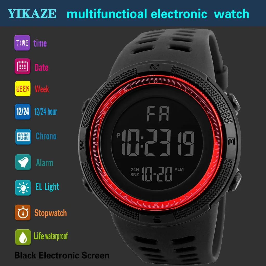 LED Digital Sports Watch 50 mm (2.0") Luminous Military Style Water-Resistant for Men, Boys & Teens